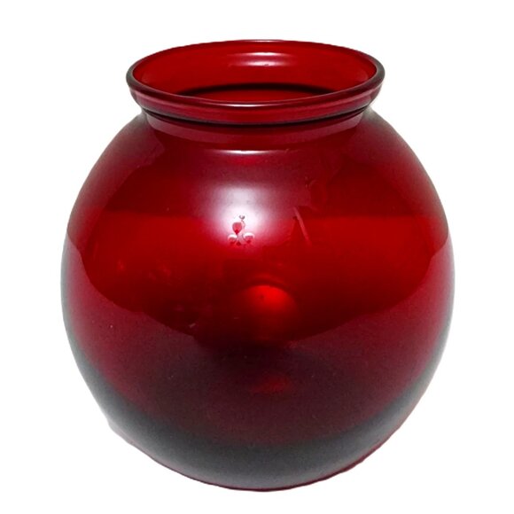 Art Deco Roly Poly Royal Ruby Small Ivy Ball Vase by Anchor Hocking Vintage - Picture 1 of 6